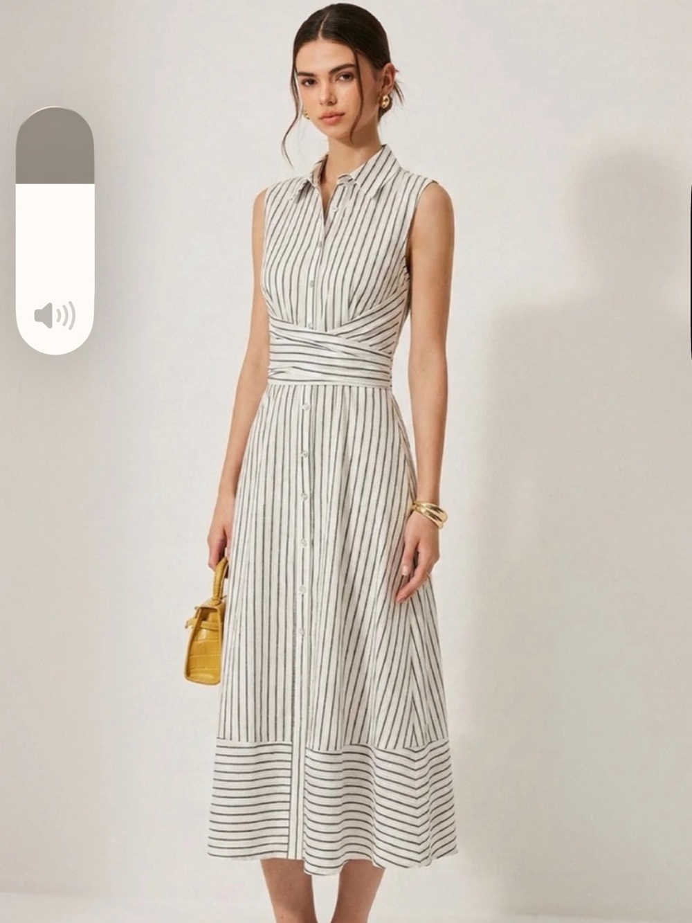 NWT Commense Sleeveless Striped Midi Dress in White and Black